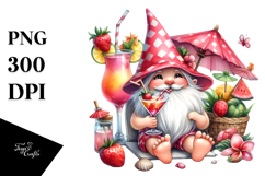 Cool Gnome Drinking a Cocktail, Transparent PNG Product Image 1