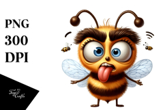 Playful Bee with Oversized Face, PNG Product Image 1