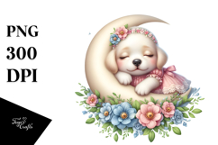 Cute Baby Puppy Christmas Moon PNG Product Image 1