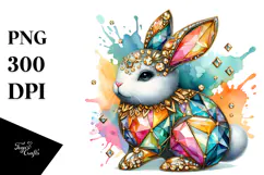 Diamond Bunny on Splashy Background, PNG Product Image 1