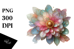 zinnia with golden insertions frame, PNG Product Image 1
