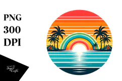 Retro Tropical Rainbow Sunset, 20 oz Tumbler Product Image 1