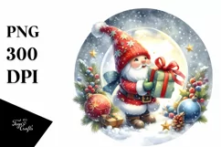Christmas Gnome with Gift, Transparent PNG Product Image 1