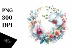 Sublimation Colorful Wreath with Small Orchid Clipart Product Image 3