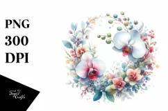 Colorful Wreath with Orchid | Sublimation Clipart Product Image 3