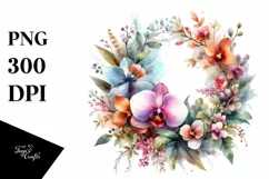 Colorful Wreath with Orchid | Sublimation Clipart Product Image 3