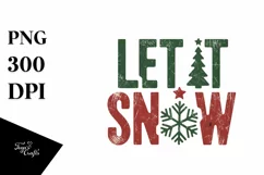 Retro Let It Snow Clipart PNG Product Image 5