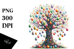 Colorful Tree with Hanging Eggs PNG Product Image 1