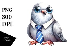 Funny Watercolor Dove Sitting Tie Product Image 1