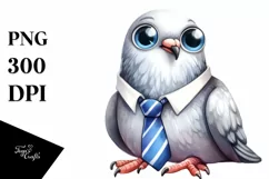 Funny Watercolor Dove Sitting Tie Product Image 1