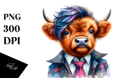 Proud Baby Highlandcow with Cool Haircut PNG Product Image 1
