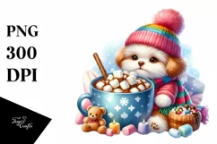 Cute Dog with Hot Cocoa, Transparent PNG Product Image 1