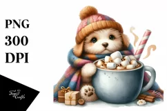 Cute Dog with Hot Cocoa, Transparent PNG Product Image 3