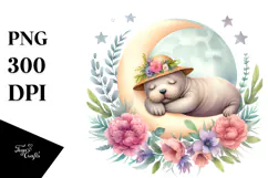 Cute Baby Walrus Christmas Cloud PNG Product Image 1