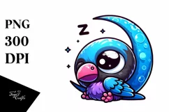 Small Baby Raven Moon Nap | Clipart Product Image 1