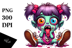 Funny Ghoul Girl with Mismatched Shoes PNG Product Image 1