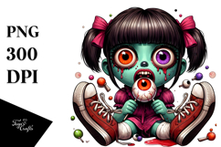 Funny Ghoul Girl with Mismatched Shoes, Vibrant PNG Product Image 1