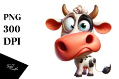 Goofy Cartoon Cow Anthropomorphic PNG Product Image 1