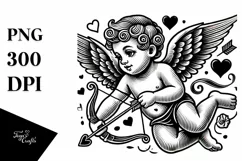 Tattoo Style Cupid PNG Product Image 1