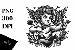 Tattoo Style Cupid, Transparent PNG Product Image 1