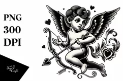 Tattoo Style Cupid, Transparent PNG Product Image 1