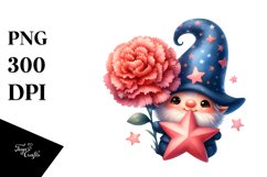 Cute GNOME with Carnation PNG Product Image 1