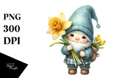 Cute Baby Gnome with Narcissus, Transparent PNG Product Image 1