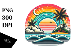 Retro Rainbow Sunset Tshirt PNG Product Image 1