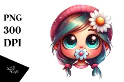 Soft Pastel Flower with Confused Face PNG Product Image 1