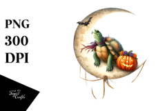 Halloween Turtle on Moon PNG Product Image 1