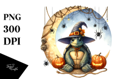Turtle Dressed for Halloween on Moon PNG Product Image 1