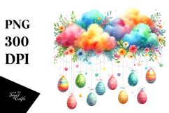 Cloud with Easter Eggs, PNG Product Image 1