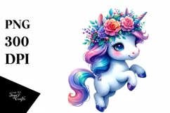 Floral Wreath Unicorn Inspired by PNG Product Image 3