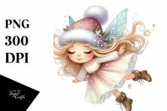 Cute Whimsical Fairy with Snow Flakes PNG Product Image 1
