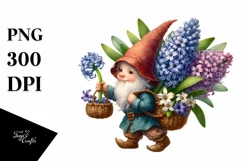 Detailed Gnome Hyacinth Bouquet | Sublimation | Clipart Product Image 1