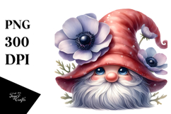 Cute GNOME with Anemone PNG Product Image 1