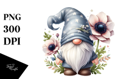 Cute GNOME with Anemone PNG Product Image 1