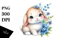 Colorful Baby Bunny Watercolor Clipart Product Image 1