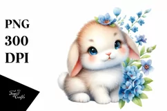 Colorful Baby Bunny Watercolor Clipart Product Image 1