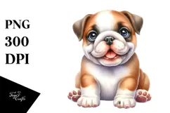 Happy Bulldog, Watercolor PNG Product Image 1