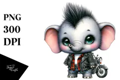 Cute Punk Baby Elephant PNG Product Image 1