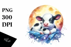 Vibrant Baby Cow Moon Clipart Product Image 1