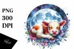 Vibrant Baby Cow Moon Clipart Product Image 1