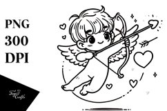 Simple Lineart Cupid PNG Product Image 1