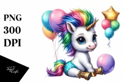 Cute Baby Unicorn Posing as Johnny Bravo | Clipart Product Image 3