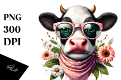 Angry Cow with Sunglasses PNG Product Image 1