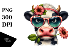 Angry Cow with Sunglasses PNG Product Image 1