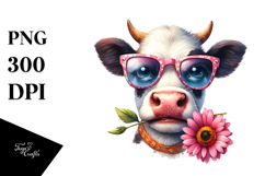 Angry Cow with Sunglasses PNG Product Image 1