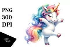 Cute Baby Unicorn Dancing on Rainbow | Sublimation | Clipart Product Image 1