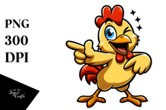 Joyful Chicken with Winking Eye, Vector Art Product Image 1